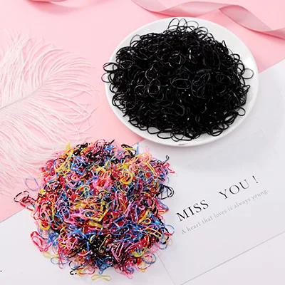 1000pcs/Pack Girls Colorful Small Disposable Rubber Bands Gum For Ponytail Hold Scrunchie Hair Bands Fashion Hair Accessories 500black500colors5