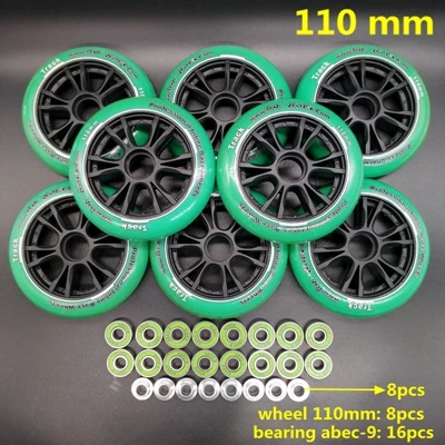 Скоростные коньки колеса 110 мм зеленый цвет ABEC-9 - Цвет: 8 wheel usd 39 green