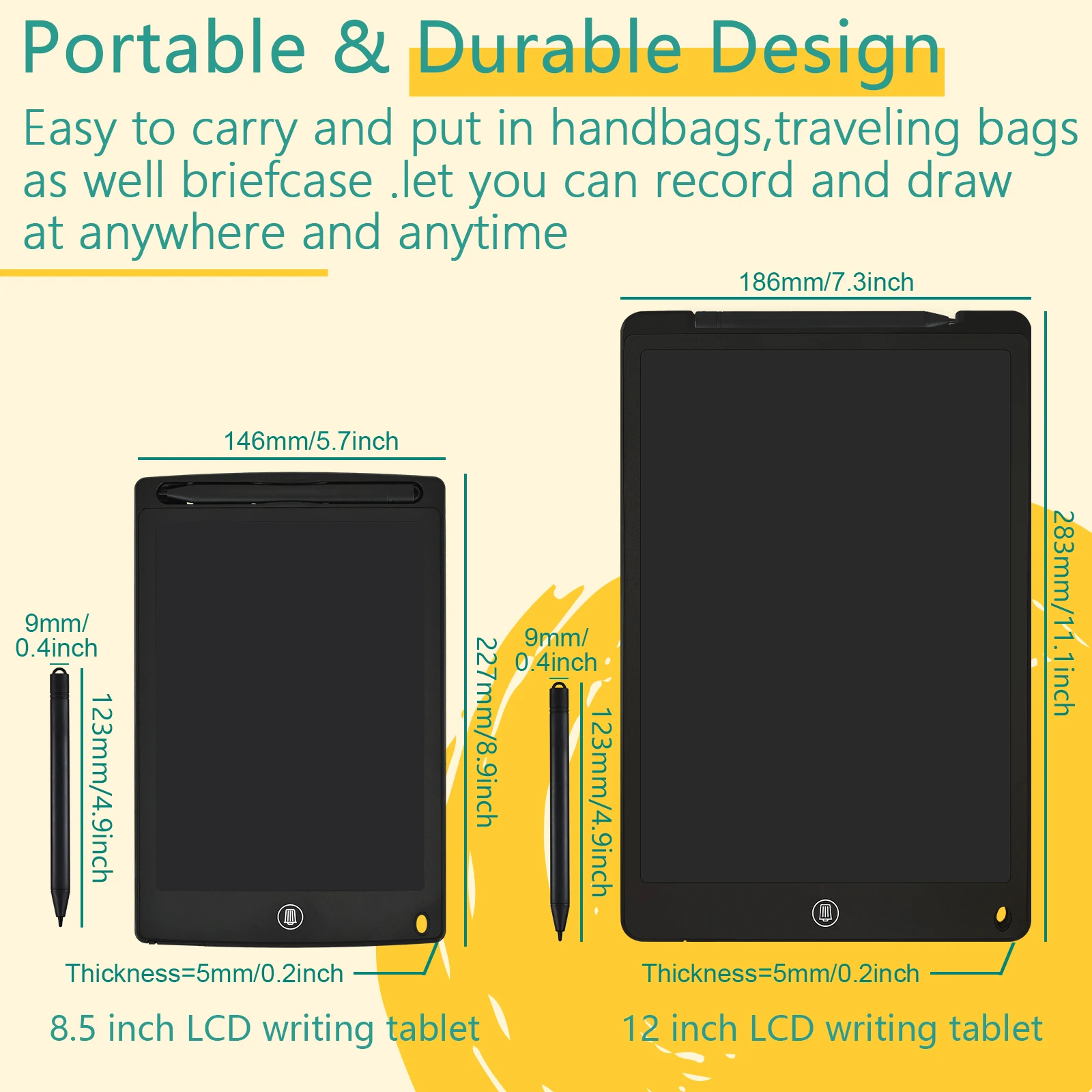 12/15Inch Electronic LCD Writing Tablets Drawing Board Education Learning Gifts Sketch Graffiti Handwriting Pad for Kids&Adult