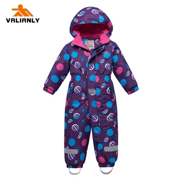 

2020 VALIANLY New Kids Winter Jumpsuit Kids Ski Suit Winter Girls Snowsuit Hooded Cotton Warm Outwear Children One Piece Russian