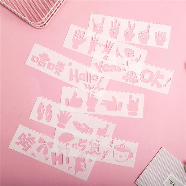 8 шт./упак. Kawaii Девочки Мальчик трафаретная линейка для DIY Скрапбукинг дневник линейки Студенческая канцелярская линейка трафарет для рисования - Цвет: 08
