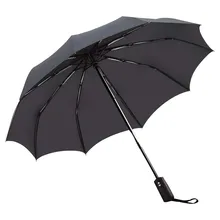 Ветрозащитный двухслойный перевернутый зонтик, складной зонт с защитой от ультрафиолета, Автоматическое включение/выключение, черный зонт