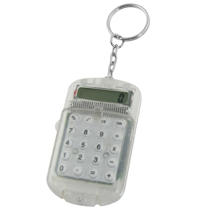 

Clear Plastic Casing 8 Digits Electronic Mini Calculator w Keychain