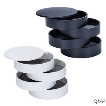 

360 Degree Rotary 4 Layer Jewelry Storage Box Holder Earring Necklace Organizers