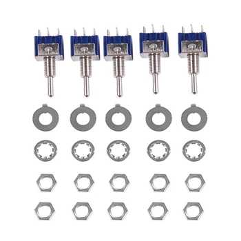 

5 Pcs ON-OFF-ON 3-Terminals Double Pole Dual Throw Toggle Switch 6A 125V AC