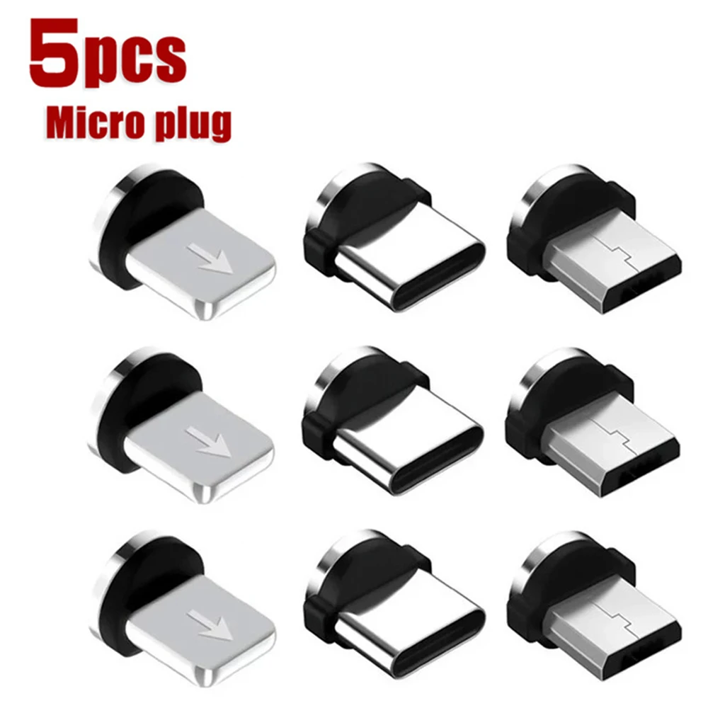 5 шт. Круглый Магнитный кабель с разъемами типа C Micro USB адаптер для быстрой зарядки