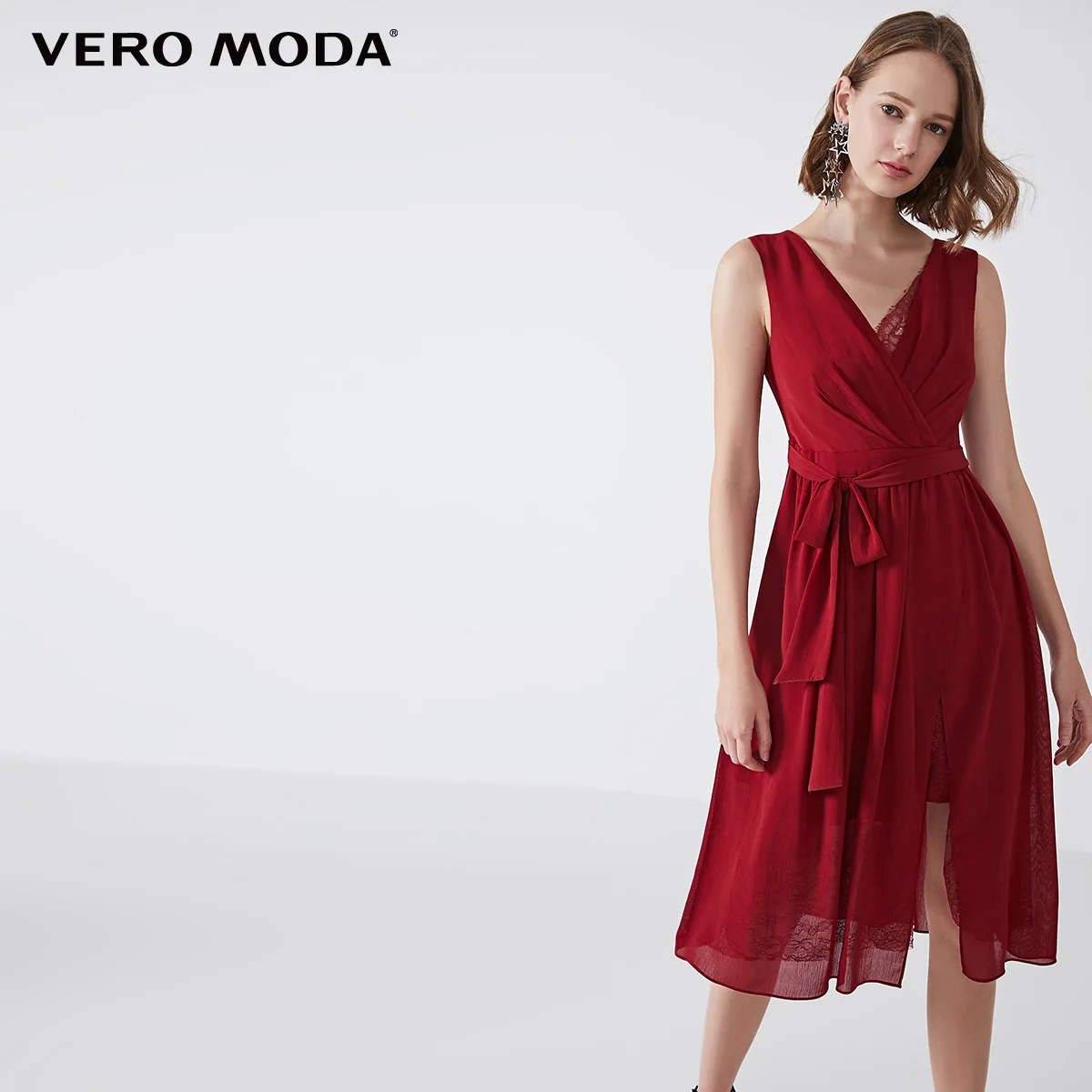платье летнее женское Женское кружевное без рукавов Vero Moda вечернее с v образным