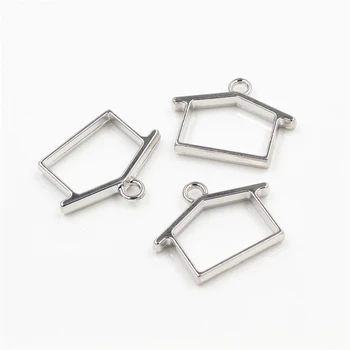 

28x22mm 8pcs/lot Vintage House Charm Photo Frame Rhodium Tone Ancient Necklace Bracelets Pendant DIY Jewelry Supplies-P1-12