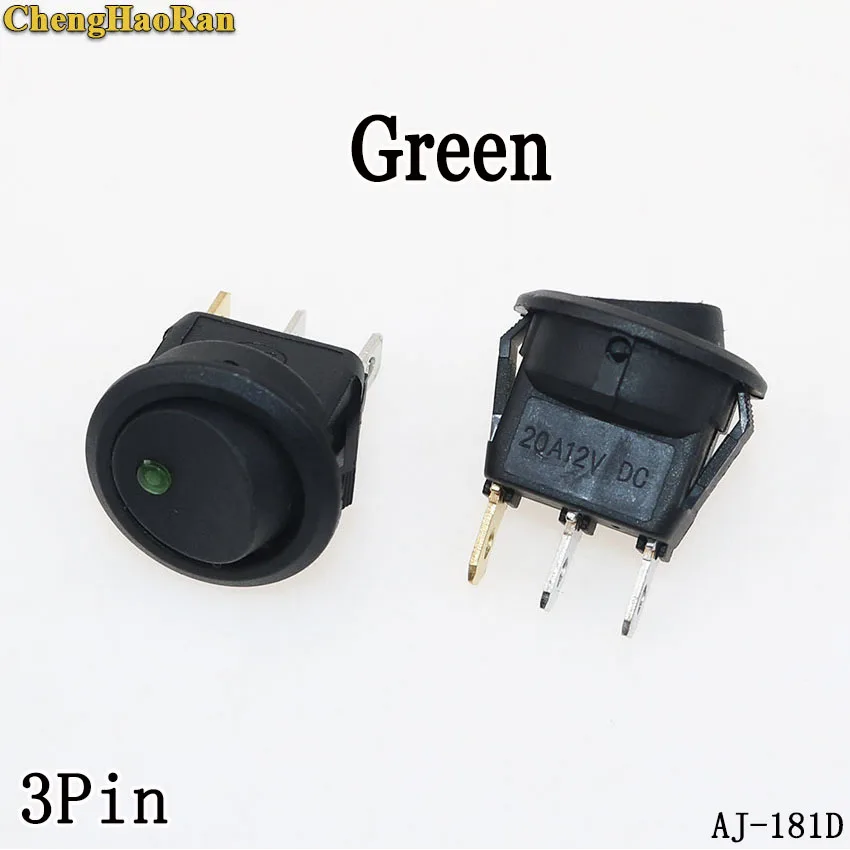Green 1 шт. ChengHaoRan кулисный переключатель круглый выключатель света для светодиодный выключатель света кошачий глаз 20A 12 в три фута два переключателя питания - Цвет: Green