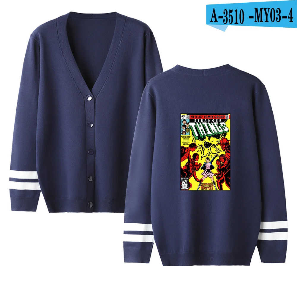 navyblue Harajuku wo мужской кардиган с v-образным вырезом, свитер, осенне-зимняя теплая верхняя одежда с длинным рукавом, Мужской Повседневный Женский полувер - Цвет: navyblue