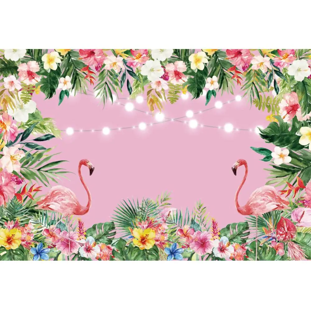 

Laeacco Flamingo Flowers Jungle Leaves Photography Backdrops Baby Birthday Party Photo Background Photocall Photophone Customize