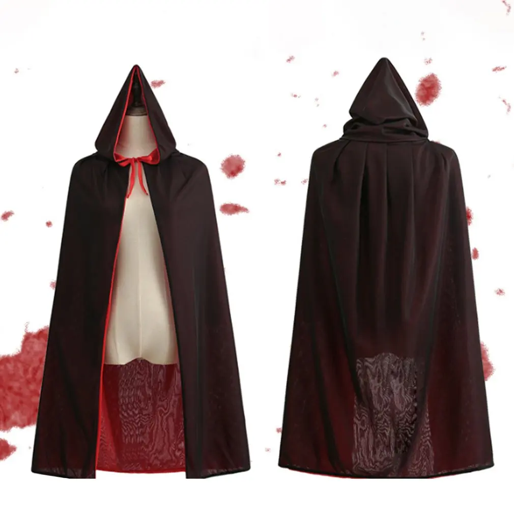 Red Black Witch Vampire Capes Halloween Cloak Hooded Kids Adult Costumes For Men Women Female Girls Boys |