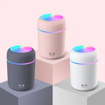 

300ML Colorful Cool Light Mini USB Personal Desktop Air Humidifier Auto Shut-Off 2Mist Modes Super Quiet Home Office Bedroom Car