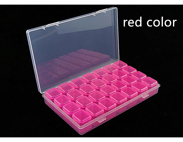 28slots red 28/56 слотов Алмазная вышивка коробка алмазные аксессуары для рисования чехол Пластиковые Бусины Дисплей коробки для хранения инструменты для вышивки крестом коробка - Цвет: 28slots red
