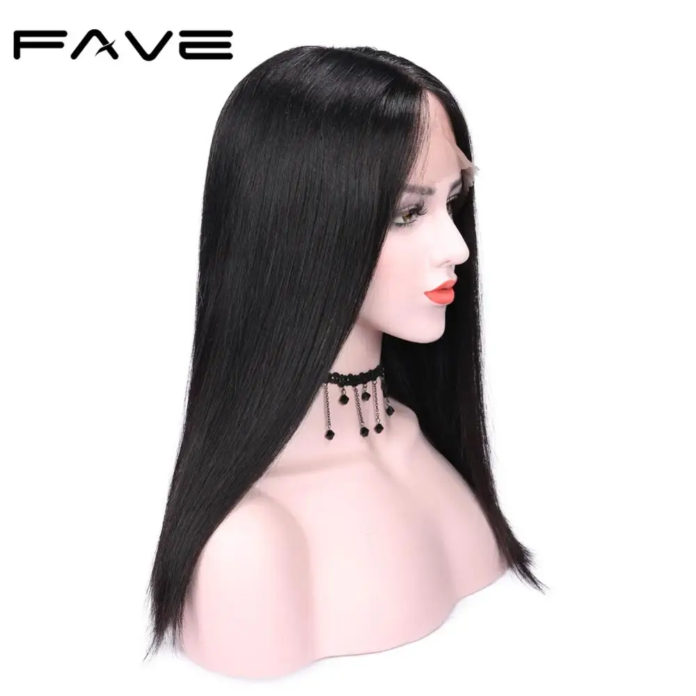 

Lace Human Hair Wigs Brazilian Middle Part Straight Hair Wig Half Hand Tied Natural Color 12-18 inches Free Shipping FAVE Hair