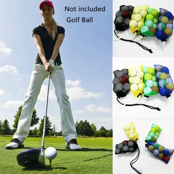 

Golf Holder Accessory Large Pouch Mesh Net Tennis Drawstring Closure Nylon Random Color Hanging Golf Ball Bag Storage Carrying