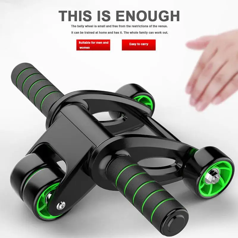 

Muscle Belly Roller Durable Four Rounds Black Green Sports Fitness Motion Device Home Sit-Ups Assistant Dance Sucker