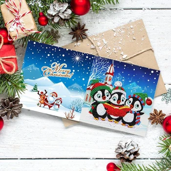 

8pcs 5D DIY Diamond Painting Greeting Card Handmade Speed-up Disk, Drill Pack For Xmas Postcards New Year