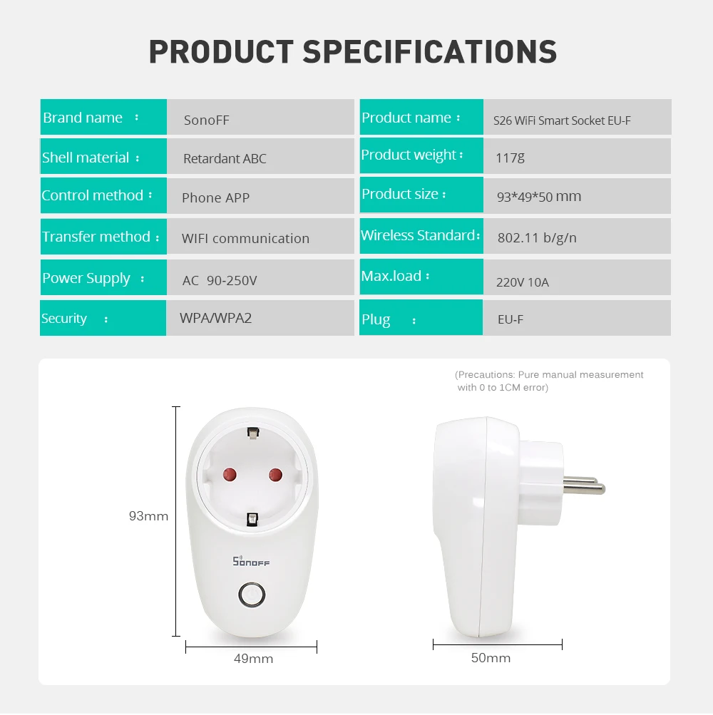 SONOFF S26/MINI/Basic Wifi умная розетка беспроводной штекер переключатель EU-E/EU-F/UK/US/AU 220V 10A работа с Google Home Automation Alexa