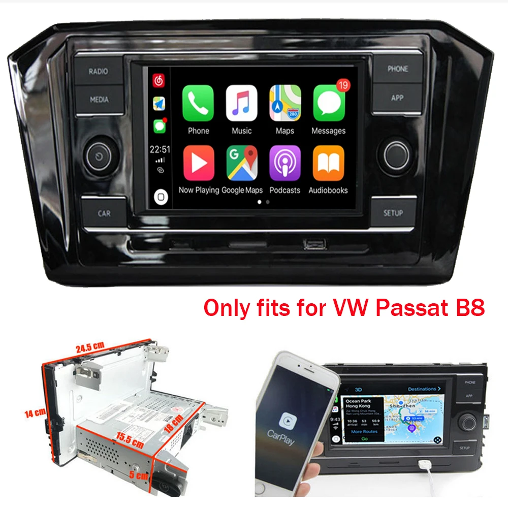 6," RCD330+ рамка для автомобильного радио Carplay Mirrorlink BT USB RVC для MQB Volkswagen PASSAT B8 GOLF 7