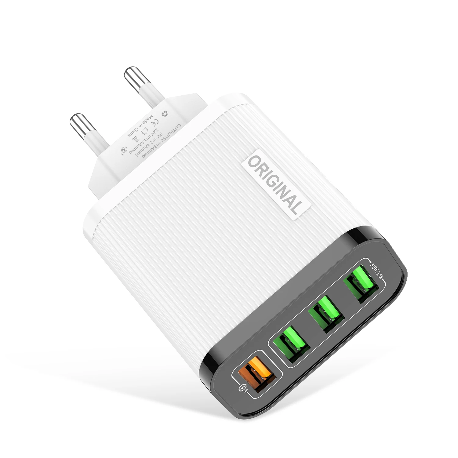 USLION быстрое зарядное устройство 3A 4 USB для iPhone 11 Pro Max samsung Xiaomi huawei Max универсальное USB ЗУ для мобильного телефона Быстрая зарядка - Тип штекера: White Black