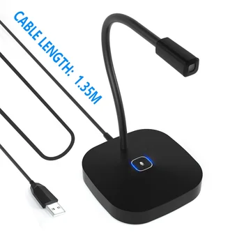 

Flexible Tabletop Conference Microphone For PC Conference Computer Gaming 1.35m USB Mic Mute Touch Switch For Youtube Chatting