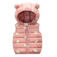 Baby Children Warm Down Vest 2022 Spring Toddler Cartoon Waistcoat Kids Outerwear Vest Infant Clothing Boy Girls Hooded Jackets 6