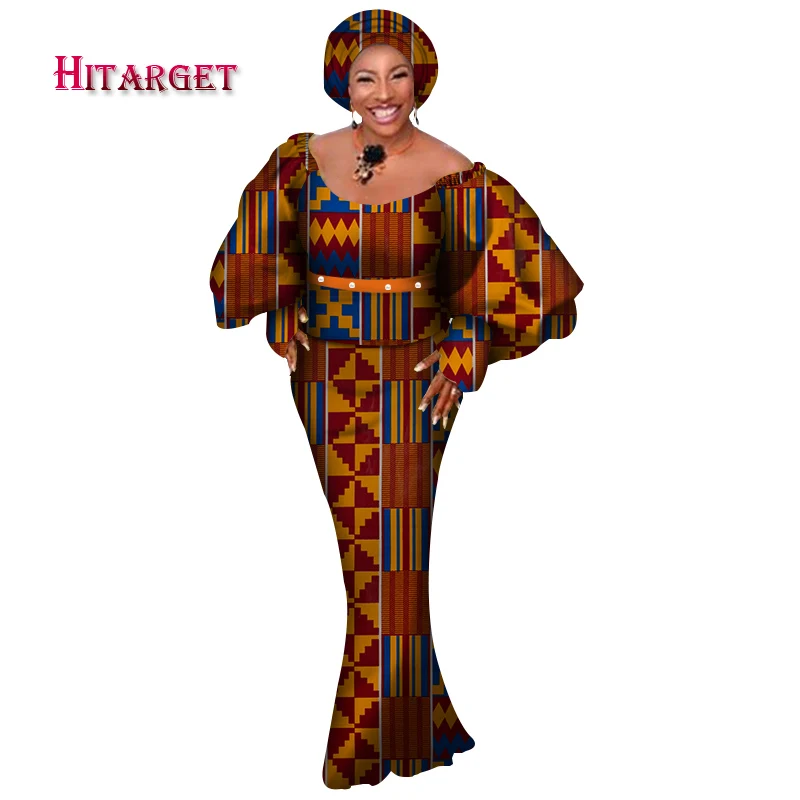 Hitarget африканские женские комплекты из 3 предметов Дашики хлопок Принт воск укороченный топ+ юбка комплект+ головной платок африканская одежда настраиваемый WY3770 - Цвет: 18