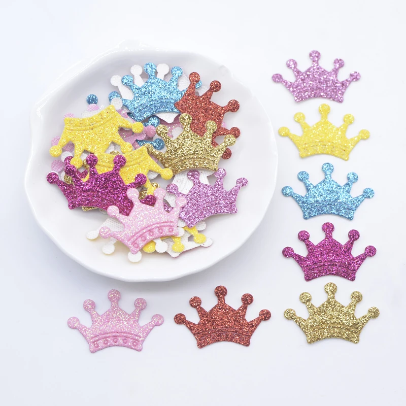 100 Stück gemischte Glitzer-Leder-Kronenform-Applikationen für DIY-Kleidung, Basteln, Nähzubehör, Kopfbedeckung, Hut, Dekor-Zubehör
