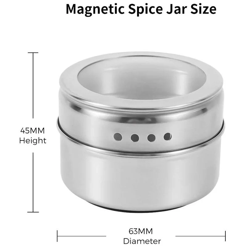 Магнитная банка для специй из нержавеющей стали с наклейкой Пылезащитная видимая кухонная банка для специй емкость для хранения перца