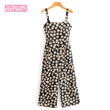 

French Daisy Waist Harajuku Sweet Was Thin Women's Jumpsuit Sleeveless Strapless Summer Sweet Chic Female Jumpsuit