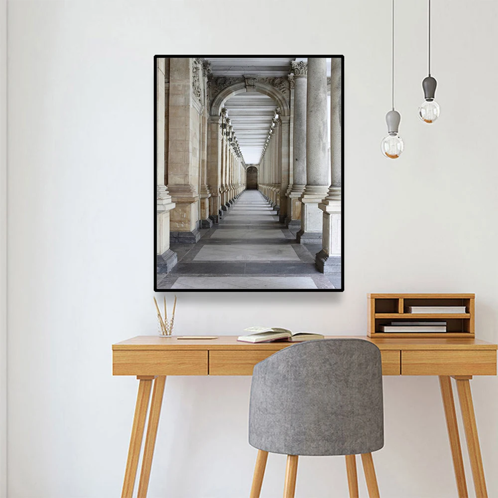 

Laeacco Court Corridor Canvas Painting Calligraphy Posters and Prints Wall Art Pictures for Living Room Home Decoration