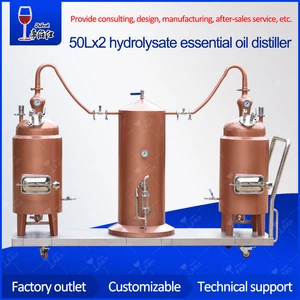 50L*2 rose essential oil Hydrolysate Red Copper distiller production line to map customize processing brewing equipment Dibosh