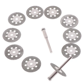 

Tool Set 10pcs 22mm Dremel Diamond Grinding Wheel Saw Cutting Abrasive Disc+2 Pcs Mandrel For Dremel Rotary Tools Accessories