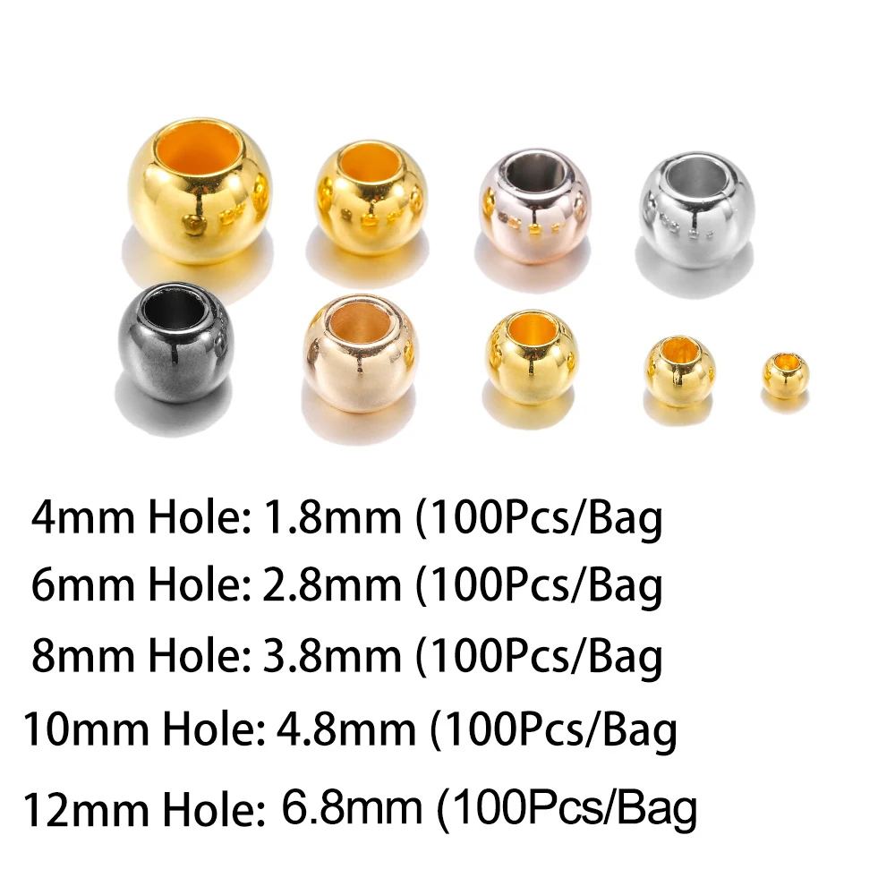 50-100pcs 4 6 8 10 12mm Ball Big Hole Round Beads CCB Loose Spacer Beads For DIY Jewelry Making Accessories (Not Metal)
