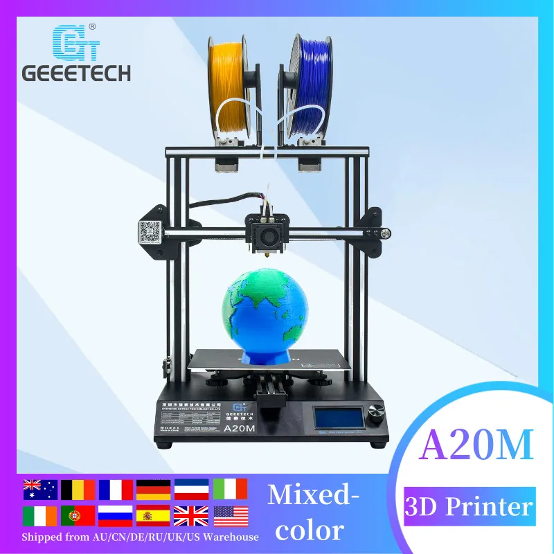 2022 Geeetech A20M dual extruder 3D Printer with Mix-Color Printing Large Size 250×250×250mm Prusa I3 Quick Assembly |