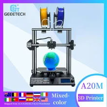 Stampante 3D Geeetech A20M 2 in 1 Mix-color FDM CE assemblaggio rapido con fetettore di filamenti e stampante 3D a colori misti a scatto