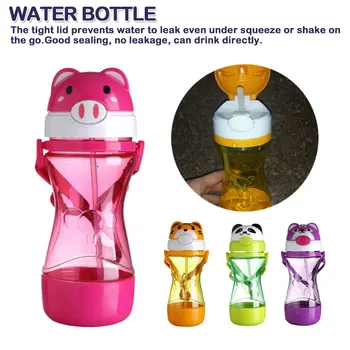 

Baby Kids Straw Cup Drink Water Cup Bottle with Handle 450ML Cute Water Juice Training Bottle for Kids Cup Children Gift