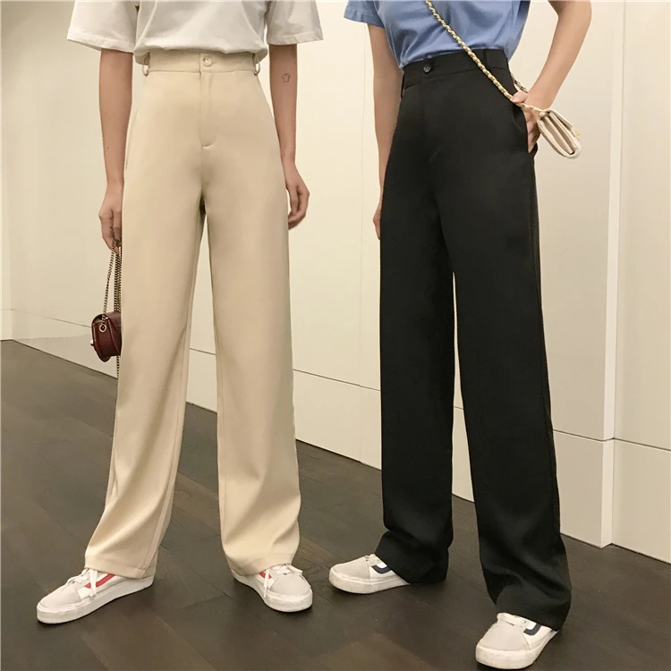 HziriP уличная одежда в гонконгском стиле, костюм, полная длина,, прямые, большие размеры, повседневные, шикарные, свободные, высокое качество, широкие штаны