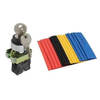

1 Pcs 22mm Locking 1 NO Two 2-Position Keylock Selector Switch ZB2-BG21 & 328Pcs Cable Heat Shrink Tubing