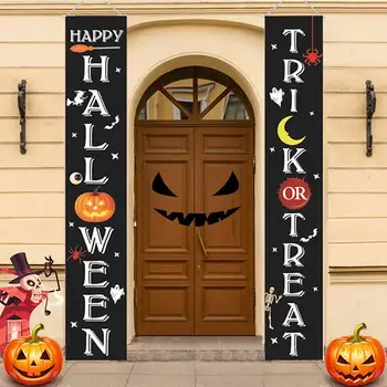 

Halloween Door Banners Curtain 600D Oxford Fabric Ghost Festival Couplets Halloween Props Party Outdoor Home Decoration