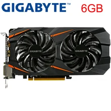 GIGABYTE GTX 1060 6 ГБ 192Bit GDDR5 Графика карты Оригинальная б/у видеокарт для nVIDIA карты Geforce GTX 1050 Ti HDMI 750 960