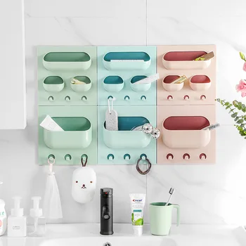 

Strong and Seamless Paste Storage Rack Kitchen Bathroom Storage Rack Multifunctional Wall Rack