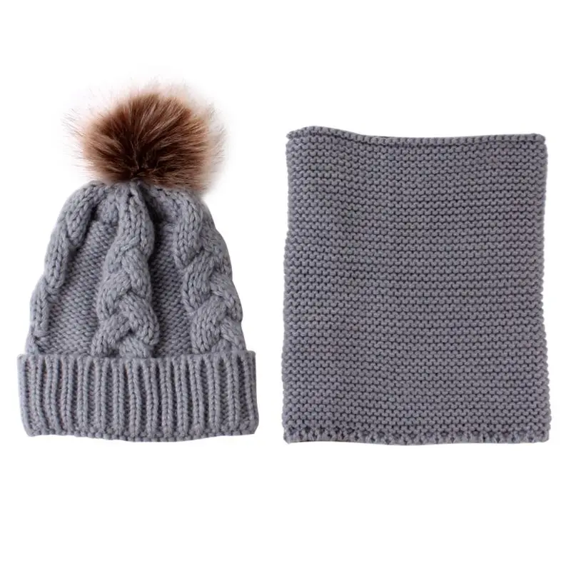 

2Pcs Baby Hat Scarf Knitted Plush Winter Warm Suit 3 Years Old Boys And Girls Winter Child Hat Scarf Neckwarmer R2JF