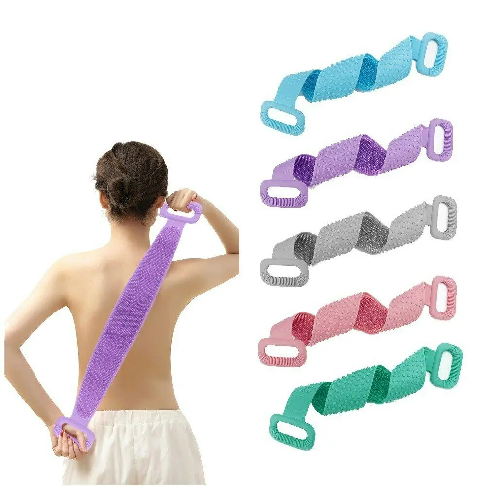 Silicone Bath Body Brush Soft Rub Back Scurbber Exfoliating Massage For Cleaning Bathroom Shower Strap Natural Loofah | Дом и сад