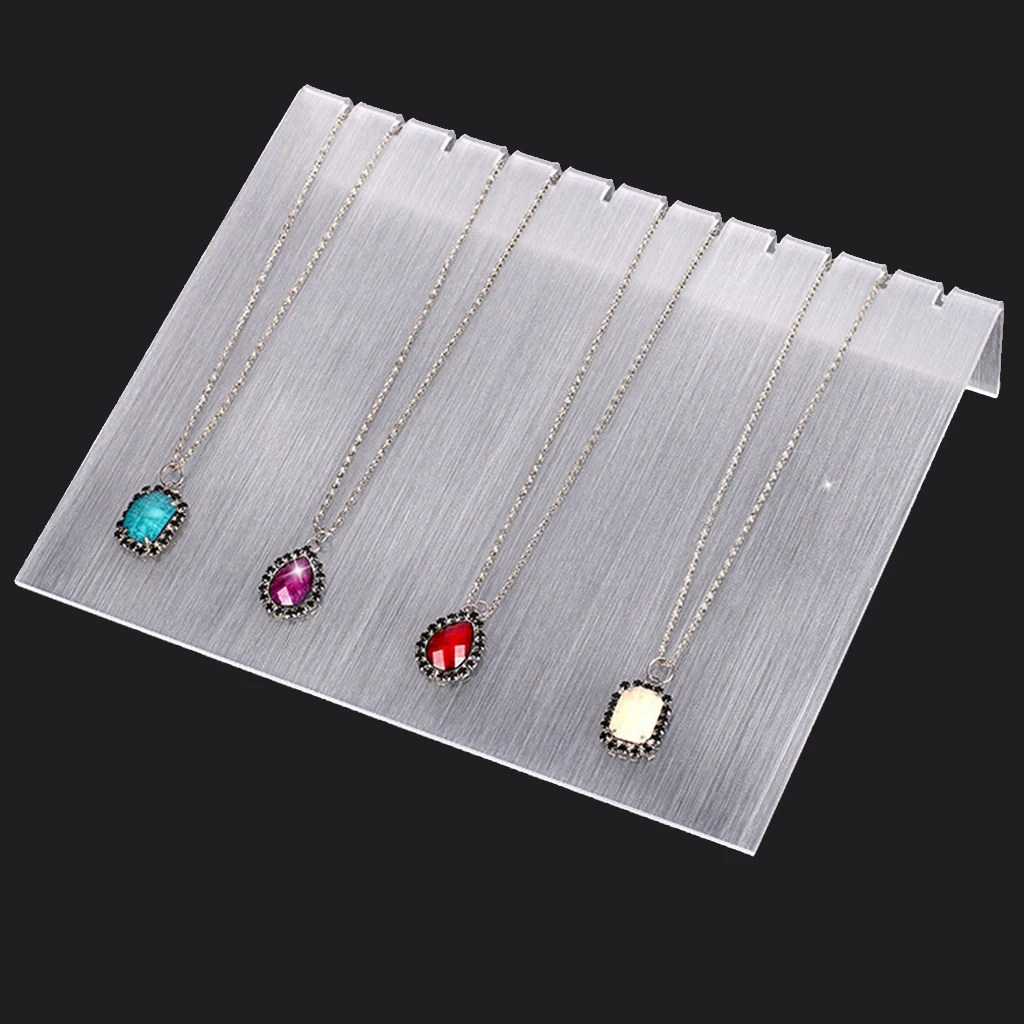 Acrylic 12 Slots Necklace Chain Display Stand Jewelry Shelf Showcase Slant Rack Shows Exhibition