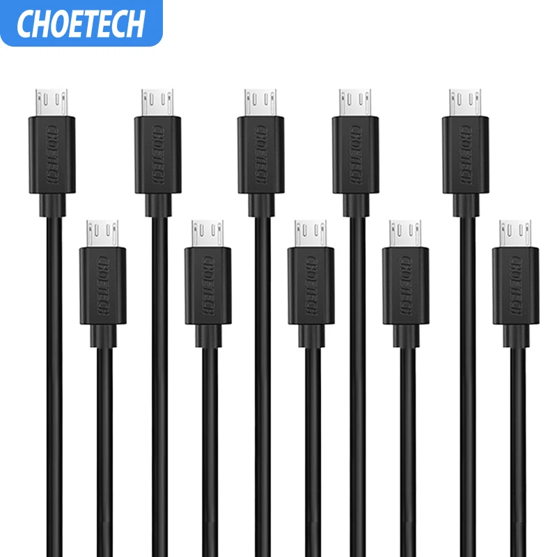 CHOETECH 10 шт./лот Кабель Micro-USB 5V 2.4A Micro usb-кабель для передачи данных(синхронизации) и зарядки Кабели для мобильных телефонов 1,2 м для Android телефонов и планшетных ПК