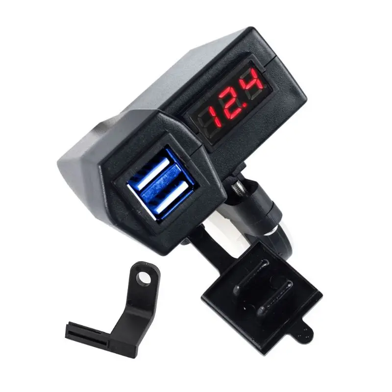 1 шт. Водонепроницаемый 12V мотоциклов 5V 2.1A Dual USB кабель для мобильного телефона для Зарядное устройство светодиодный вольтметр