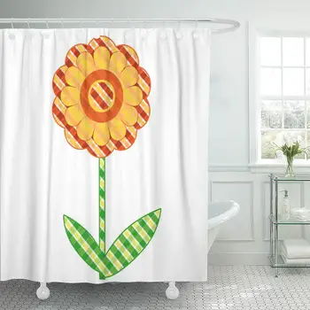 

Shower Curtain Colorful Floral Whimsical Plaid Flower Red Bright Spring Springtime Home Decor Waterproof Bath Bathroom Curtains