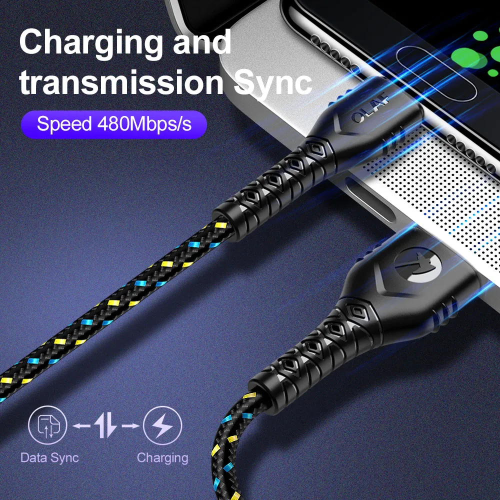 OLAF type C кабель для huawei P20 lite, type C USB быстрый заряд кабеля для samsung a70 2.4A кабели мобильного телефона для Xiaomi Note 7